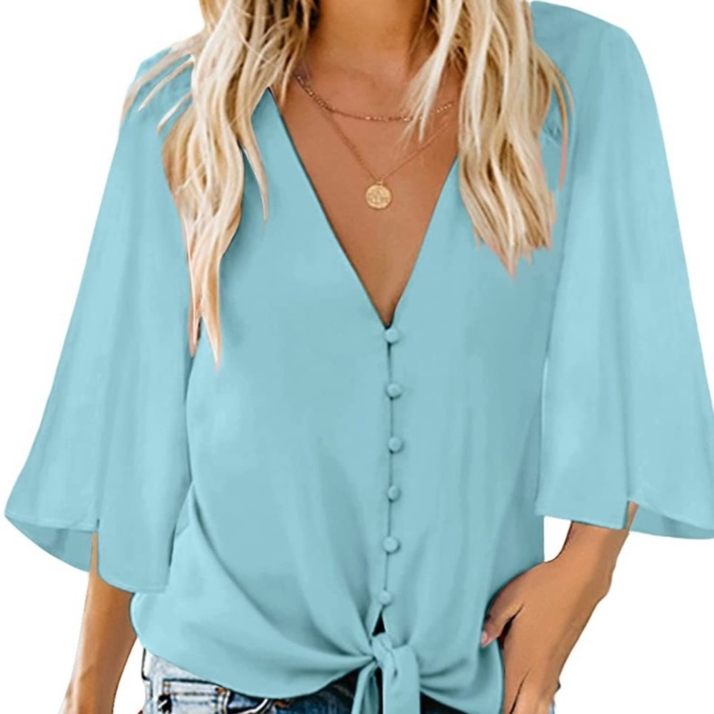XL Powder Blue Blouse